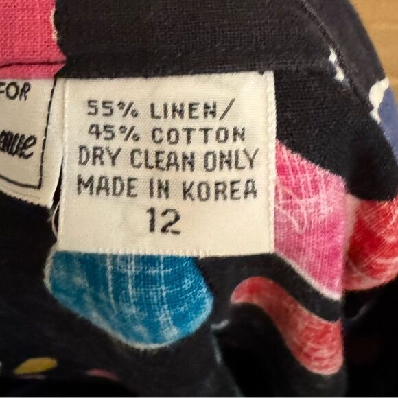 Vintage Saks Fifth Avenue Size Medium Bright Colorful Abstract Linen Blend Skirt - Picture 11 of 11